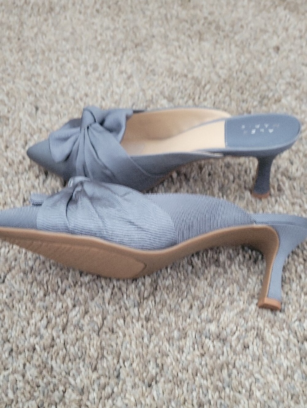 Alex Marie Slate Gray Pointed-Toe Bow Slip-On Mules - Picture 3 of 6